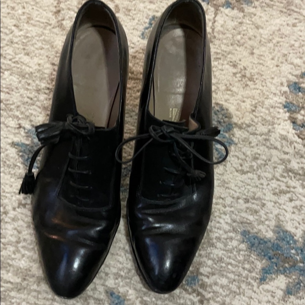 FERRAGAMO Corset Lace-up Pointy Toe Pumps Suede